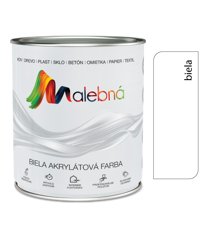 Malebná 0100 biela - Vrchná akrylátová pololesklá farba 0