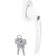 Kľučka okenná uzamykateľná biela