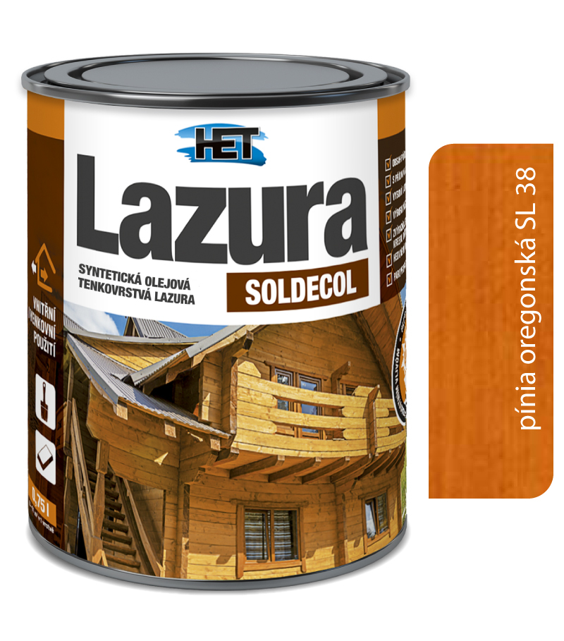 Het Soldecol lazúra SL38 oregonská pínia - Tenkovrstvá lazúra 5l