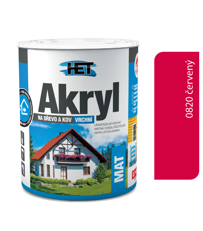 Het Akryl mat 0820 červená 0