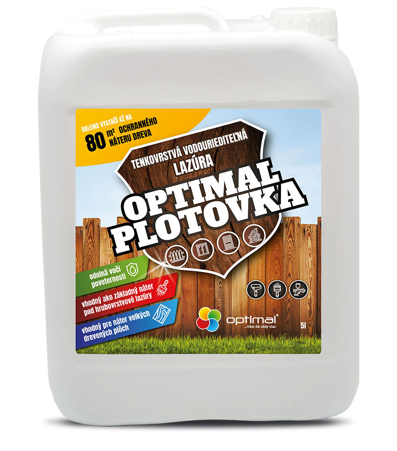Optimal Plotovka - tmavohnedá tenkovrstvá vodouriediteľná lazúra 5l