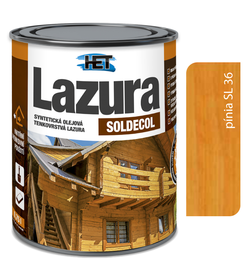 Het Soldecol lazúra SL36 pínia 5l - tenkovrstvá lazúra