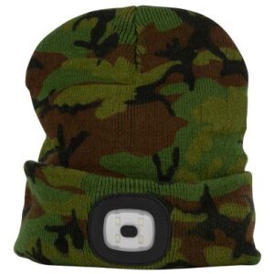 Strend Pro Čiapka LED kamufláž zelená 4xSMD USB nabíjanie