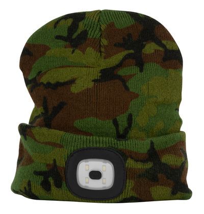 Strend Pro Čiapka LED kamufláž zelená 4xSMD USB nabíjanie