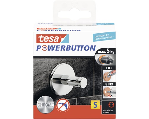 Tesa Powerbutton háčik Small chróm