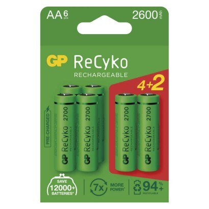 GP ReCyko 2700 AA Nabíjacia Batéria 6ks GP ReCyko 2700 AA Nabíjacia Batéria 6ks