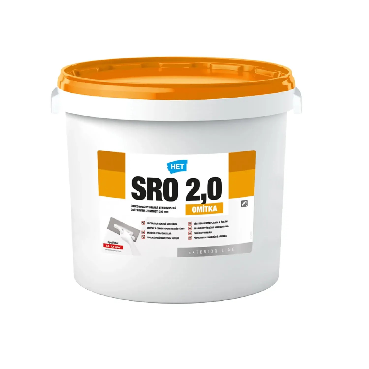 HET Omietka ECO SRO 2 25kg - silikónová ryhovaná tenkovrstvá omietka