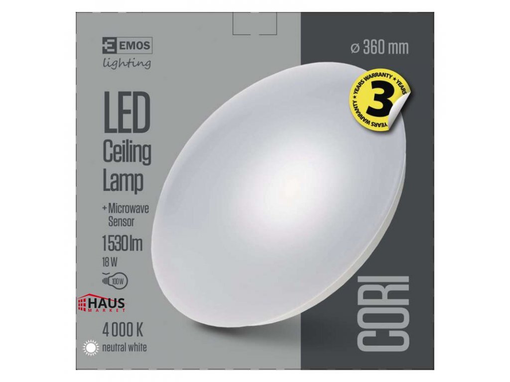 Emos LED Prisadené svietidlo Cori s pohybovým senzorom