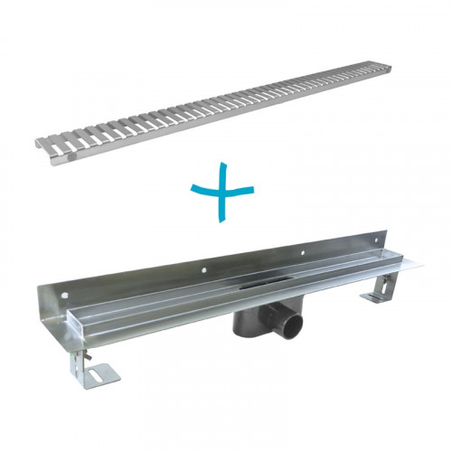 Žlab odtokový k stene 700x55mm s roštom nerez