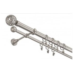 Garniža komplet 160cm 25mm II striebro matná