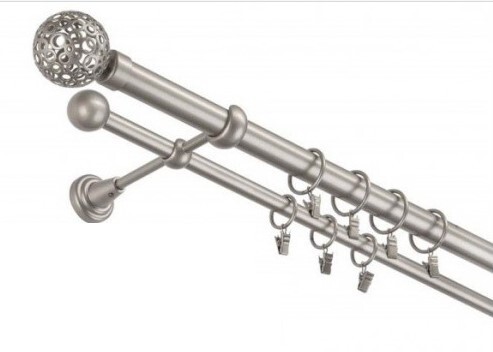 Garniža komplet 160cm 25mm II striebro matná