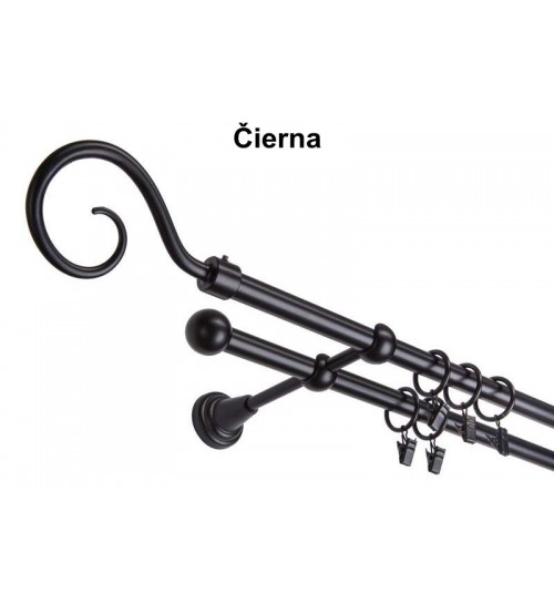 Garniža komplet 160cm 16mm II čierna