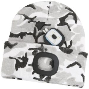 Strend Pro Čiapka LED kamufláž sivá 4xSMD USB nabíjanie