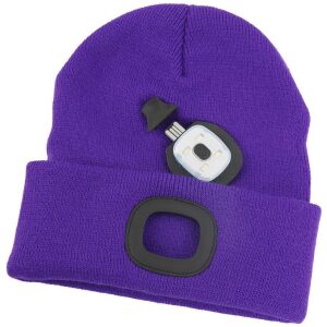 Strend Pro Čiapka LED fialová 4xSMD USB nabíjanie