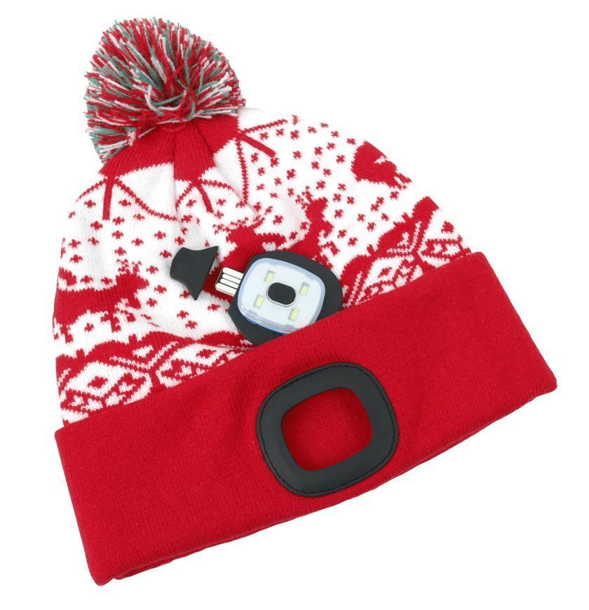 Čiapka Strend Pro X-mas červená L 4xSMD LED 60lm