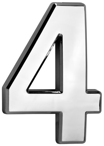 MagicHome Číslo domové `4` 70x100mm strieborné