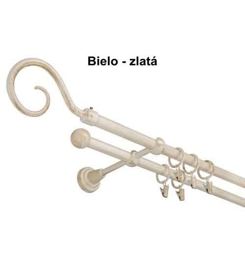 Garníža komplet 160cm 16mm II bielo-zlatá