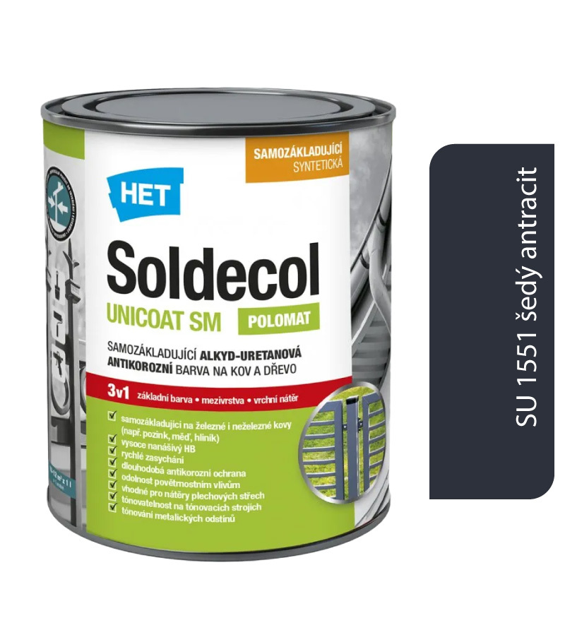 Het Soldecol Unicoat SM SU 1551 šedý antracit 2