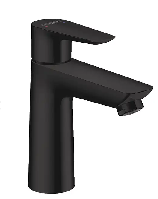 Batéria umývadlová stojanová s výpusťou a tiahlom matná čierna TALIS E110