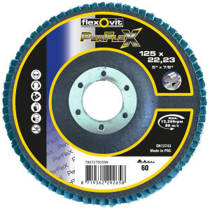Kotúč lamelový Flexovit 125 P120 Perflex oceľ/nerez