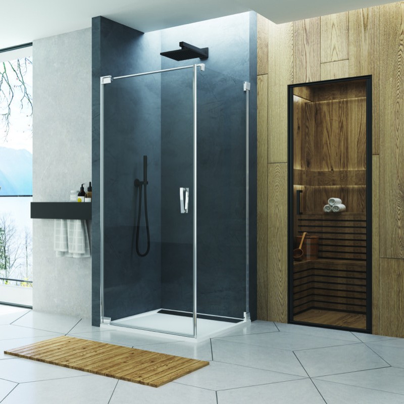 Stena bočná Cadura 90° zlatá lesklá/číre sklo