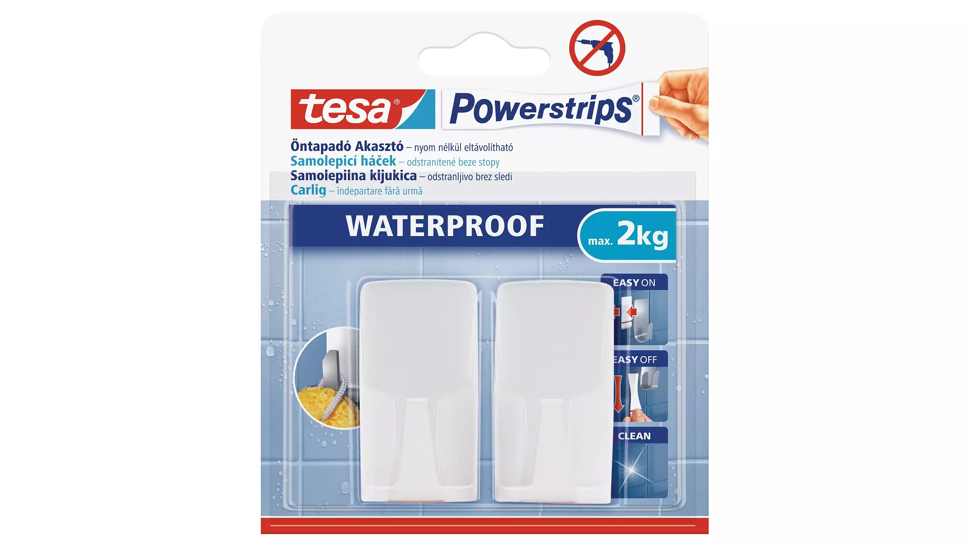 Háčik PowerStrips vodeodolný biely