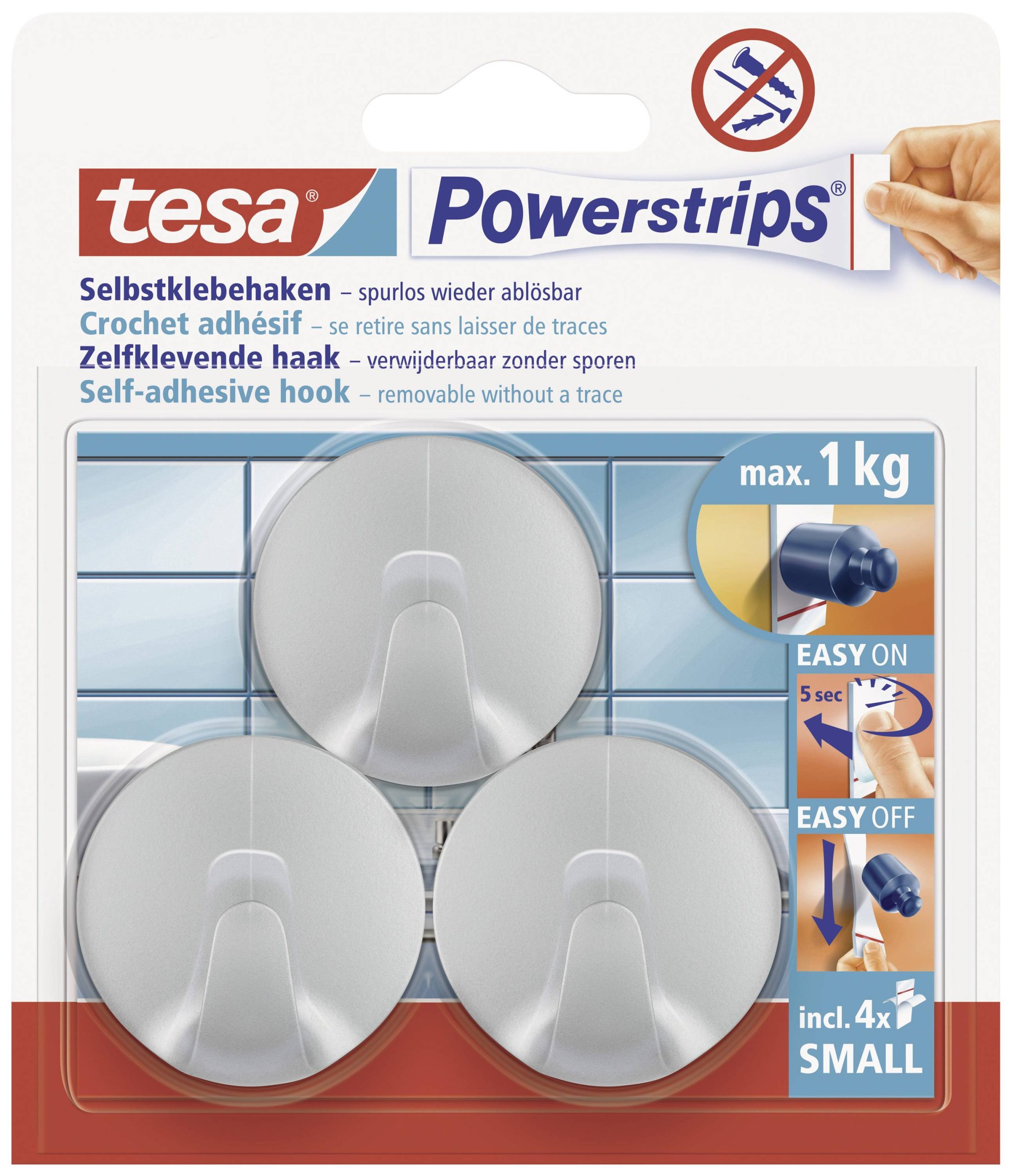 Háčik  Powerstrips S kruhový matný chróm