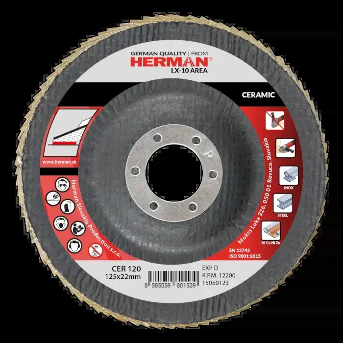 Kotúč lamelový Herman LX-10 Area 125mm P120 keramický