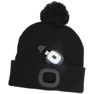 Strend Pro Čiapka LED čierna 4xSMD USB nabíjanie