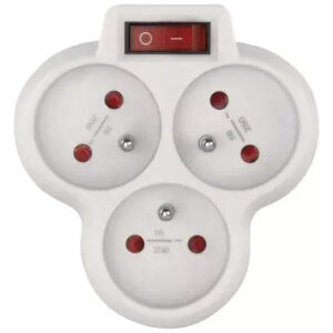 Zásuvka rozbočovacia guľatá 3xbiela P0026S