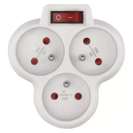 Zásuvka rozbočovacia guľatá 3xbiela P0026S
