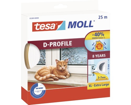 Tesnenie gumové profil D biele 25m