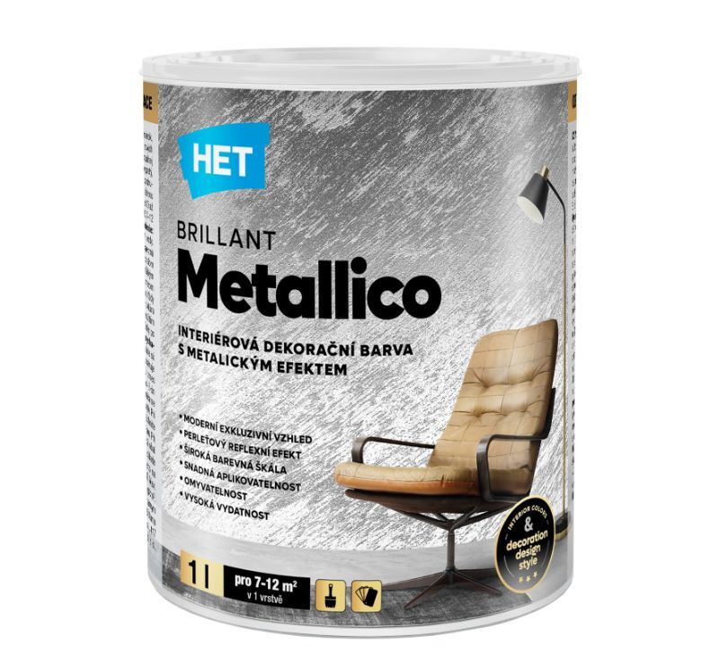Brillant Metallico báza Gold 1l - metalická dekoračná farba
