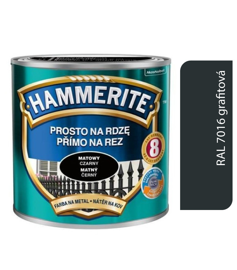 Hammerite priamo na hrdzu matný grafit 0