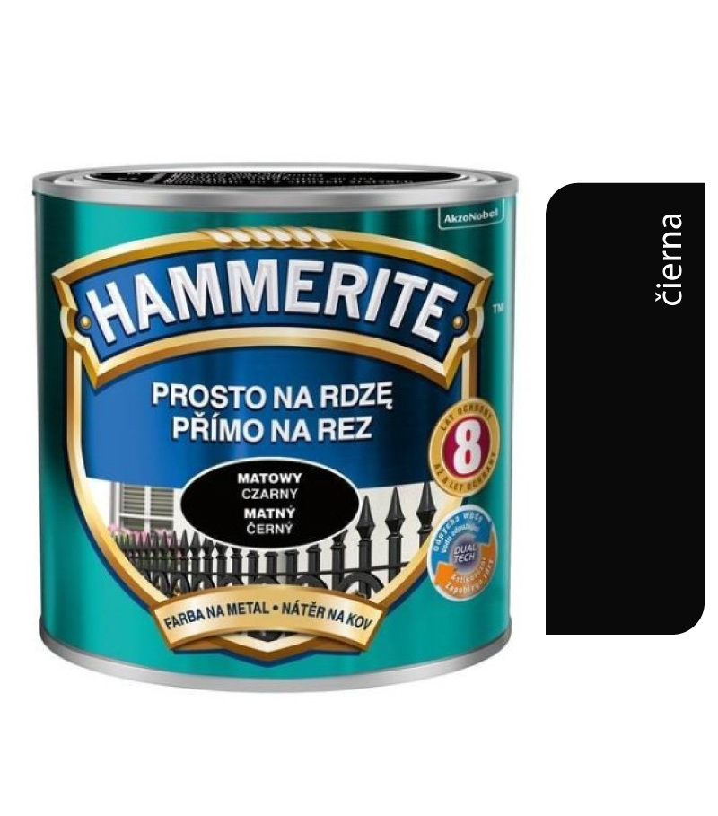 Hammerite priamo na hrdzu matný čierny 0