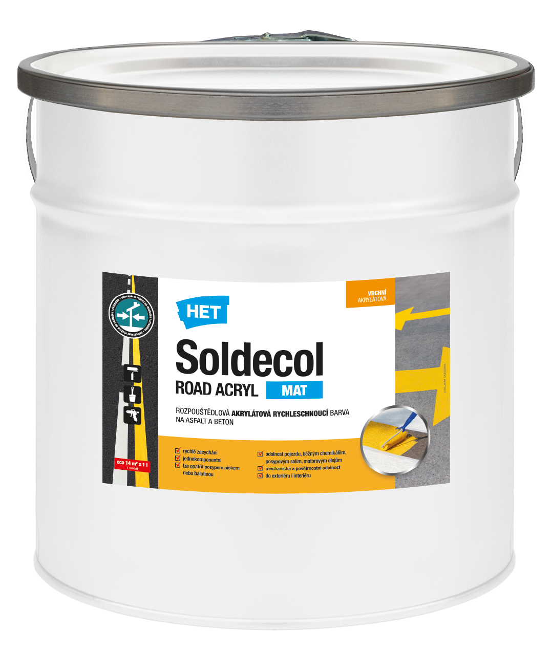 Soldecol Road Acryl M žltá 10L - cestárska farba