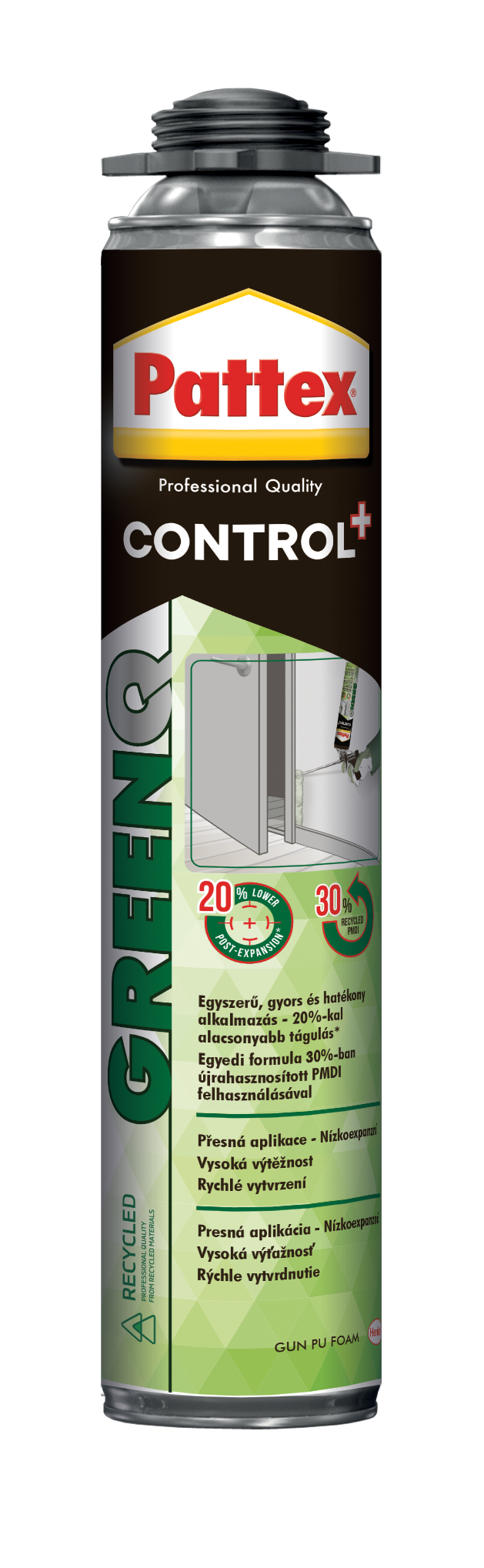 Pattex GreenQ Control+ - Pištoľová PU polyuretánová pena 750ml nízkoexpanzná