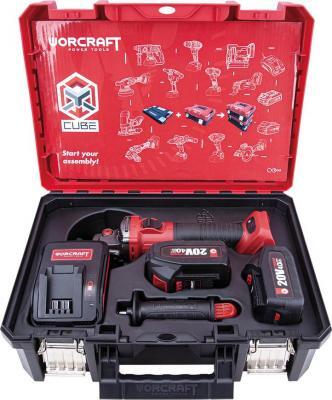 Set Worcraft XCUBE003 Toolbox uhlová brúska CAG-S20LiBS 125mm 2x 4.0Ah akumulátor 1x nabíjačka