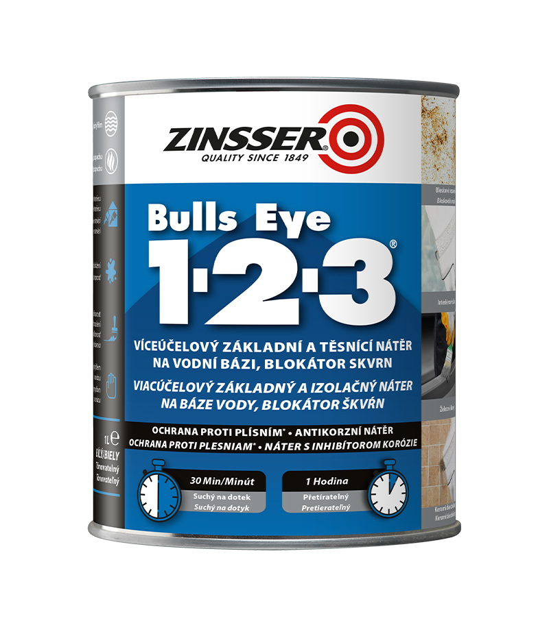 Zinsser Bulls Eye 1-2-3 1L - tesniaci náter a blokátor škvŕn