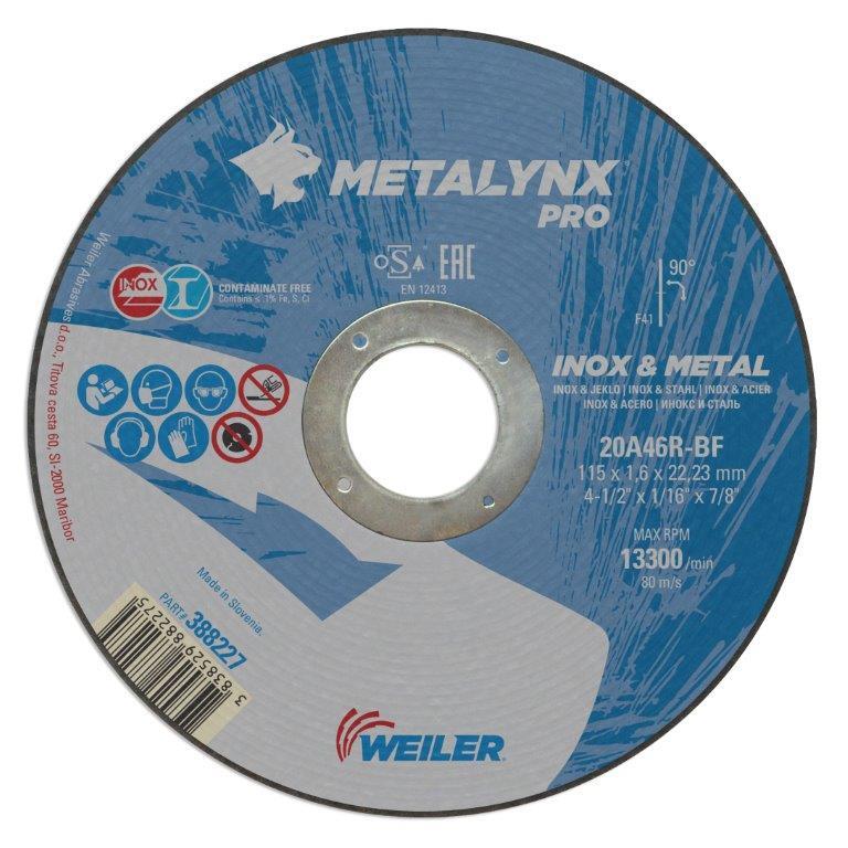 Kotúč rezný nerez/oceľ METALYNX 115x1.6x22.2mm