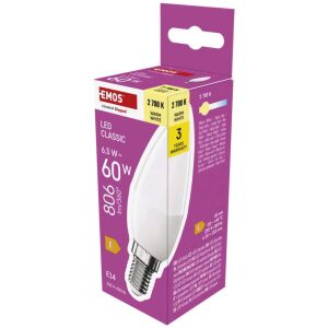 Led žiarovka Classic sviečka E14 6.5W teplá biela