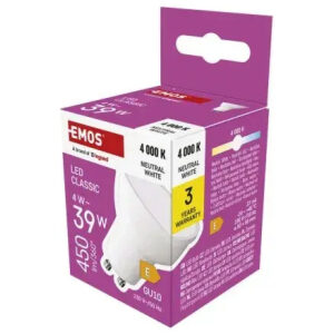 LED žiarovka Classic MR16 / GU10 / 4 W (39 W) / 450 lm / Neutrálna biela