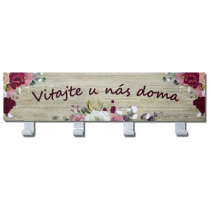 Vešiak závesný Vitajte u nás doma 400x100mm 4 háčiky