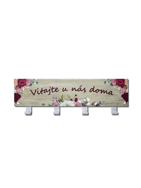 Vešiak závesný Vitajte u nás doma 400x100mm 4 háčiky