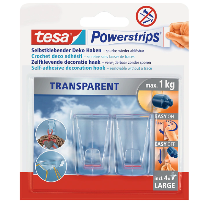 tesa® Powerstrips Priesvitné