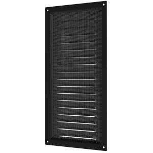 Mriežka vetracia kovová 200x200mm so sieťkou čierna