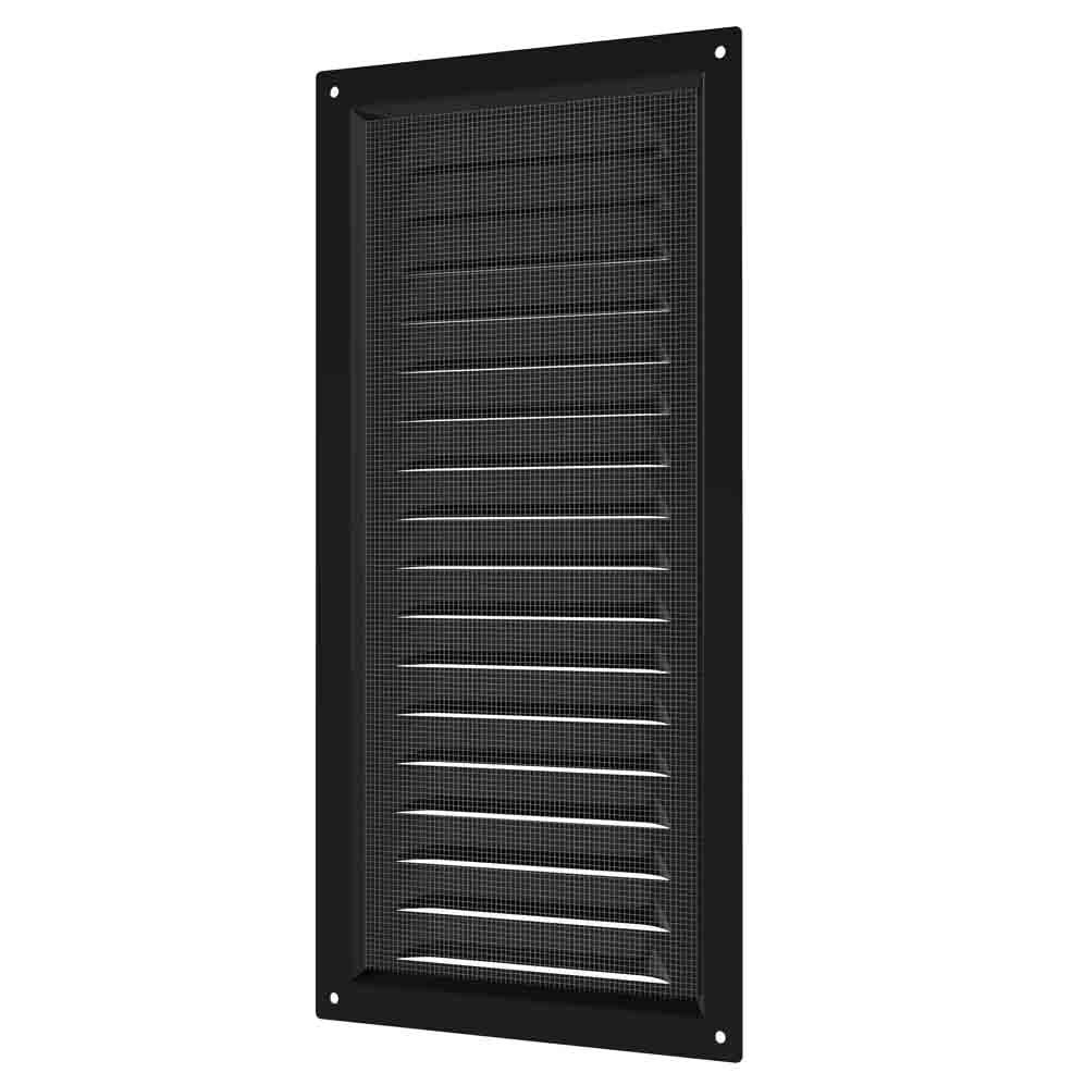 Mriežka vetracia kovová 250x250mm so sieťkou čierna