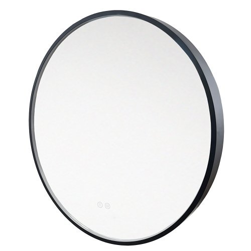 Zrkadlo okrúhle 60cm LED čierny rám CN164