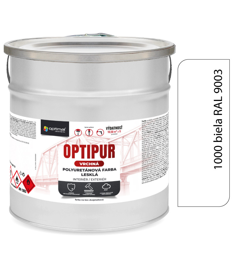 Optimal U2081 OPTIPUR Vrchná polyuretánová farba lesklá 1000 4l RAL9003