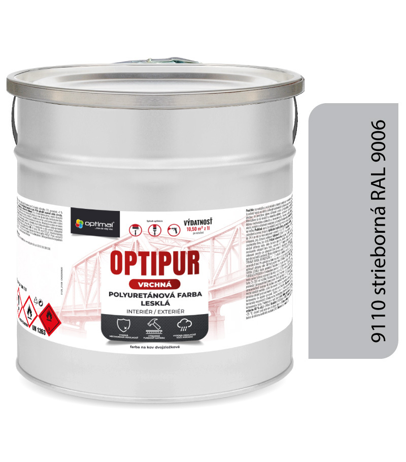 Optimal U2081 OPTIPUR Vrchná polyuretánová farba lesklá 9110 4l RAL9006